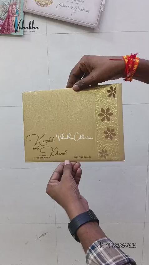 Double Door Flower Hindu Muslim Christian Sikh Jain invitation Cards LN-957 – video
