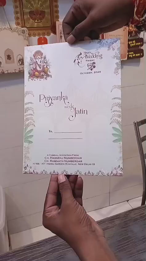 Single Insert Ganesh Ji Dulah Dulhan Peacock Hindu wedding invitation card SCH-B-75 — Vishakha Collections, India