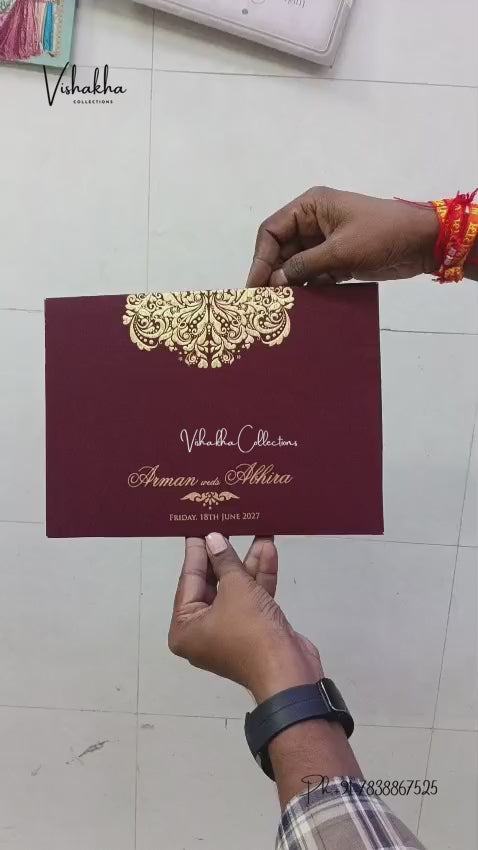 Semi Box Padded Double Door Hindu Muslim Christian Sikh Jain invitation Cards LN-956 – video