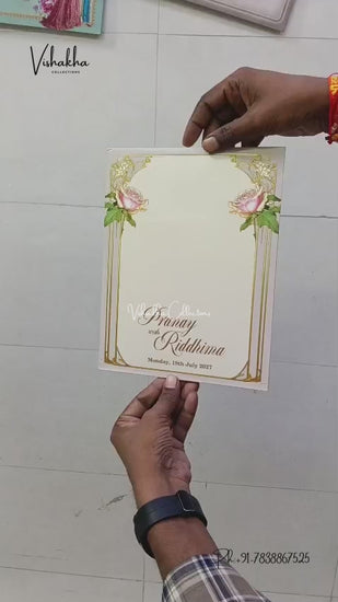 Semi Box MDF Board Laser Cut Ribbon Flower Hindu Muslim Christian Sikh Jain invitation Cards LN-1007 – video