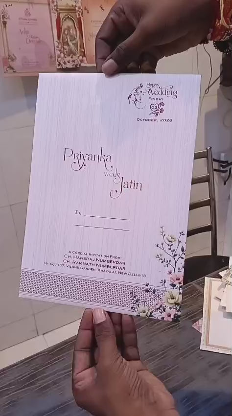 Laser Cut Ganesh Ji Flower Hindu wedding invitation card SCH-F21 — Vishakha Collections, India