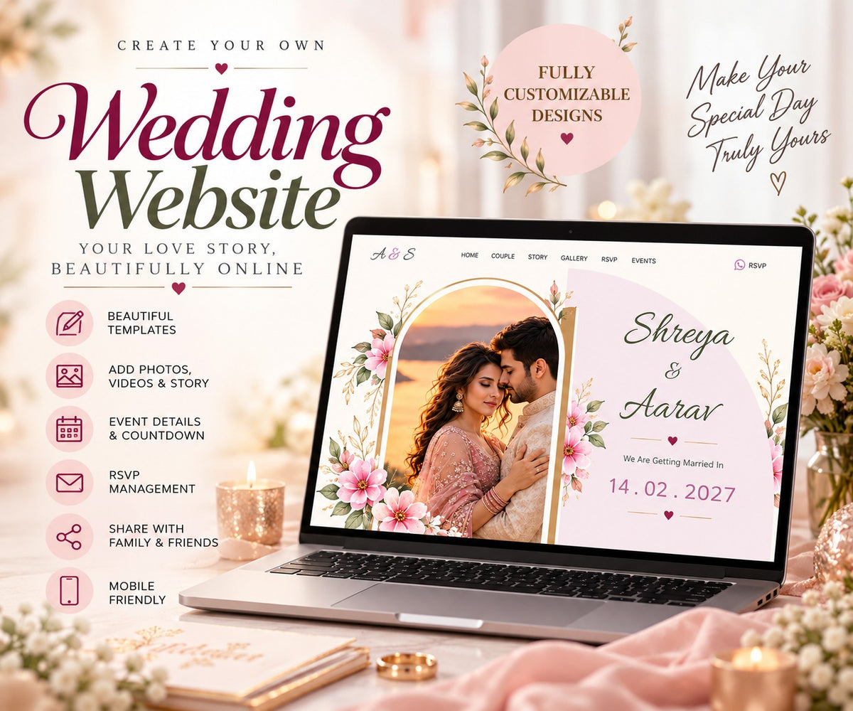 Create your own wedding website: beautiful templates, photos and story, event countdown, RSVP, mobile friendly
