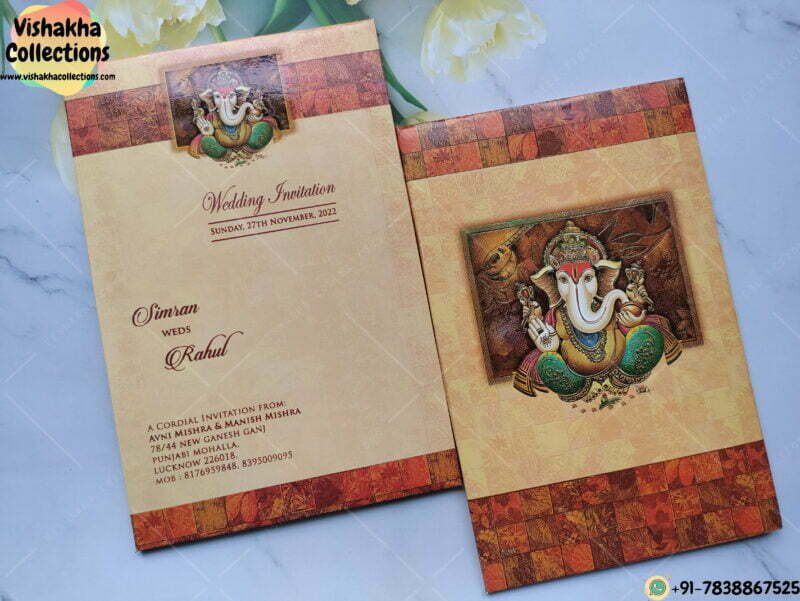Ganesh Ji In Lagan Sandhya Dulah Dulhan Designer Wedding Cards
