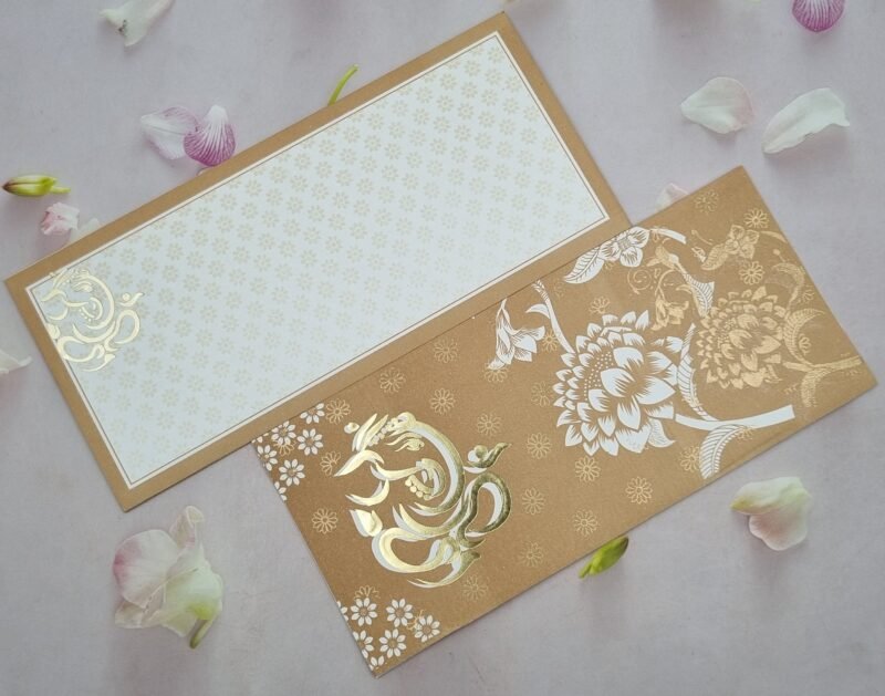 Brown and White Ganesha Floral Wedding Invitation Card