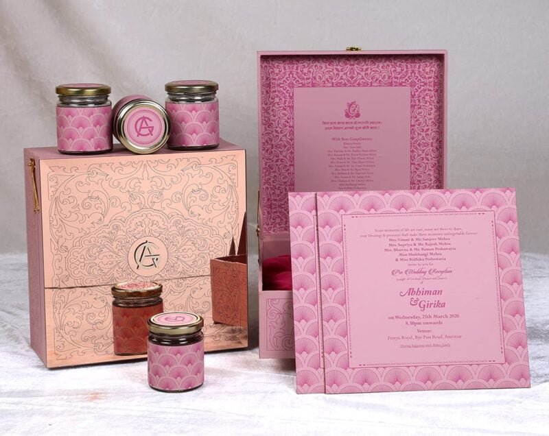 Shiny Mirror Rose Gold Art Designer Collectible Exclusive Wedding Invitaion Box