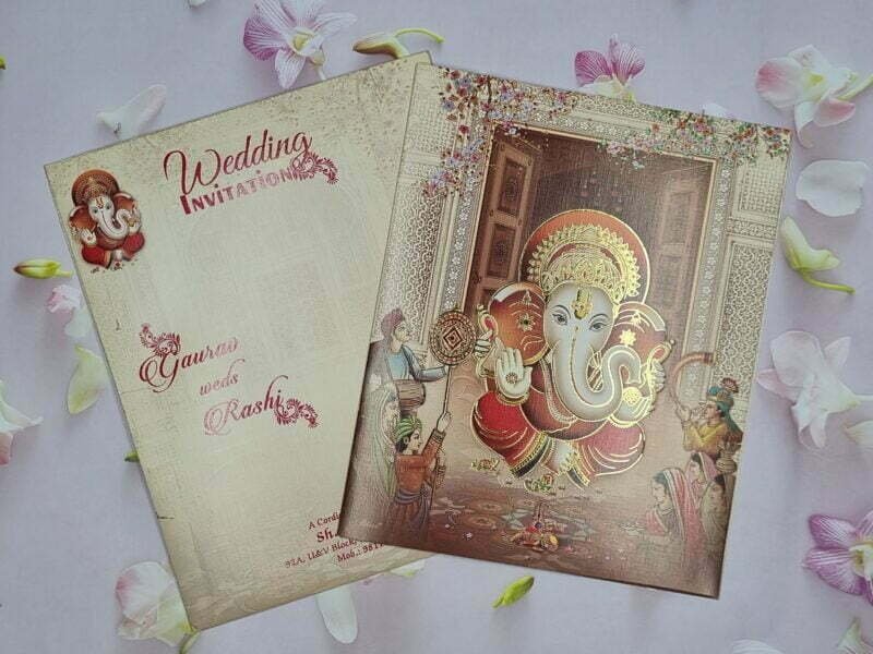 Ganesha In Palace Wedding Invitation Card