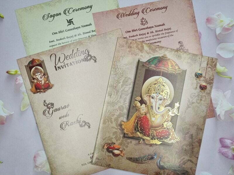 Ganesha With Chatri Wedding Invitation Card