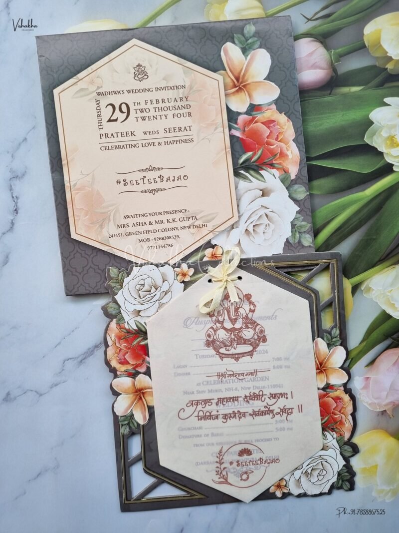 Designer Premium Customized Wedding Invitation Cards - ATS-3146