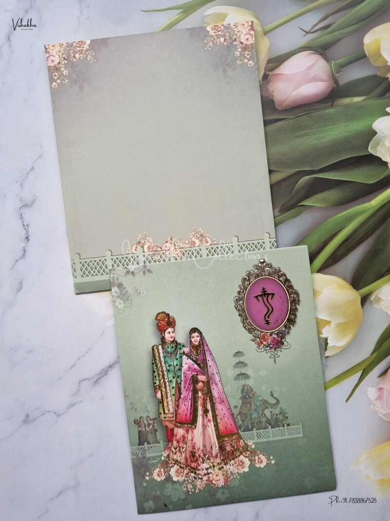 Barat Themed Hathi Themed Dulah Dulhan Themed Hindu Wedding Sikh Wedding invitation Cards - AK807