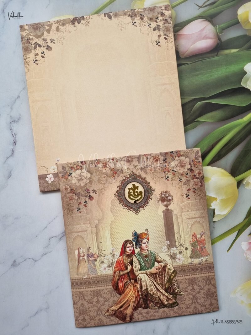 Barat Themed Semi Box Dulah Dulhan Themed Flower Themed Hindu Wedding Sikh Wedding invitation Cards - AK941