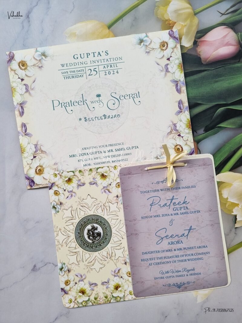 Paper Laser Cut Mandala Themed Flower Themed Hindu Wedding Muslim Wedding Christian Wedding Sikh Wedding invitation Cards - ATS-L3186