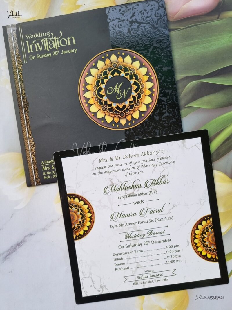 Mandala Themed Hindu Wedding Muslim Wedding Christian Wedding Sikh Wedding invitation Cards - EJ3043