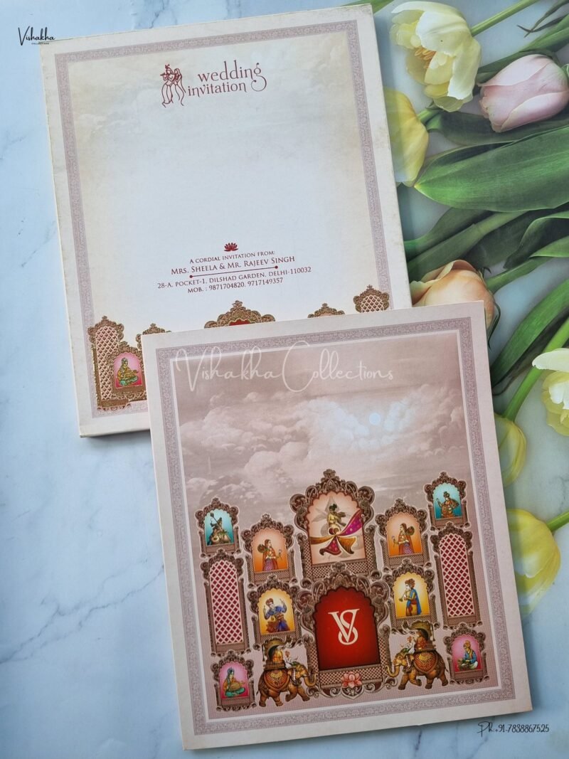 Doli Themed Barat Themed Semi Box Hathi Themed Dulah Dulhan Themed Hindu Wedding Sikh Wedding invitation Cards - EJ3078