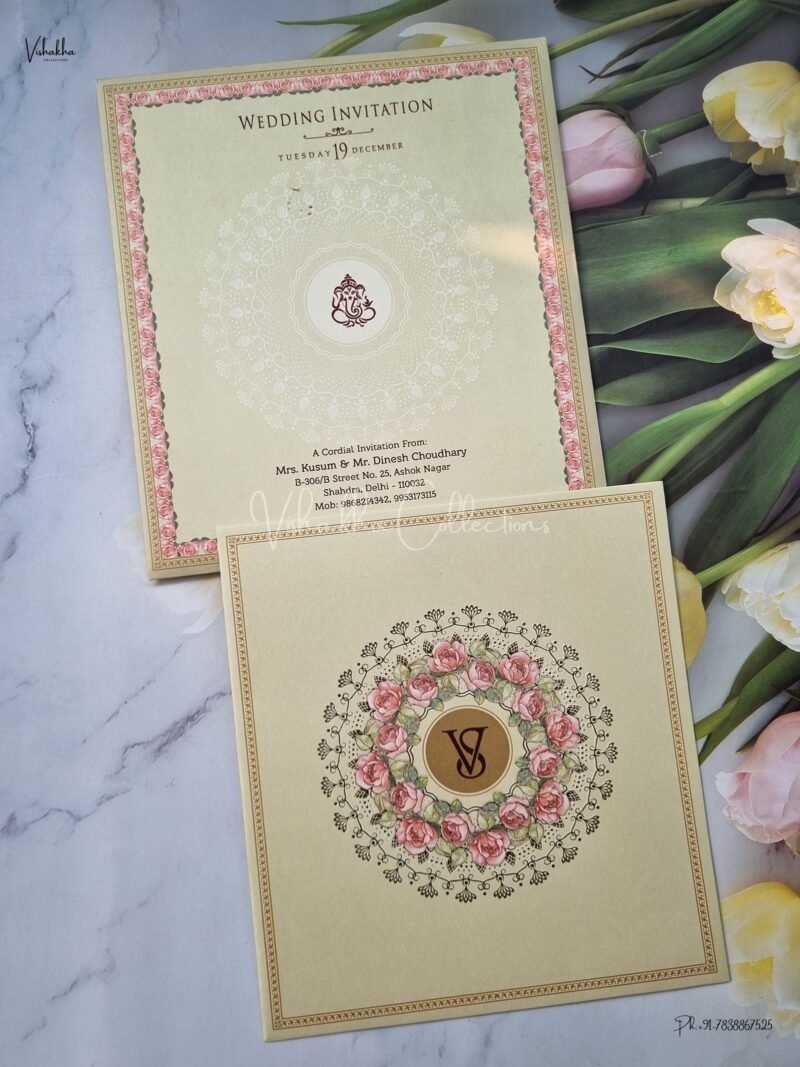 Flower Themed Hindu Wedding Muslim Wedding Christian Wedding Sikh Wedding invitation Cards - EJ3110