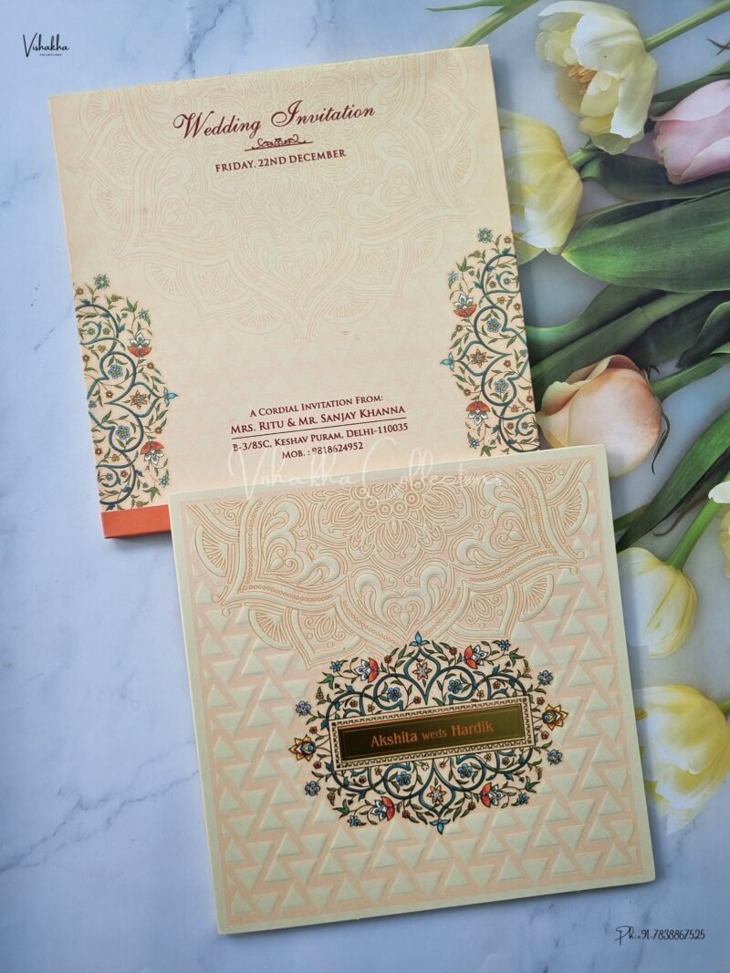 Semi Box Flower Themed Hindu Wedding Muslim Wedding Christian Wedding Sikh Wedding invitation Cards - EJ3114