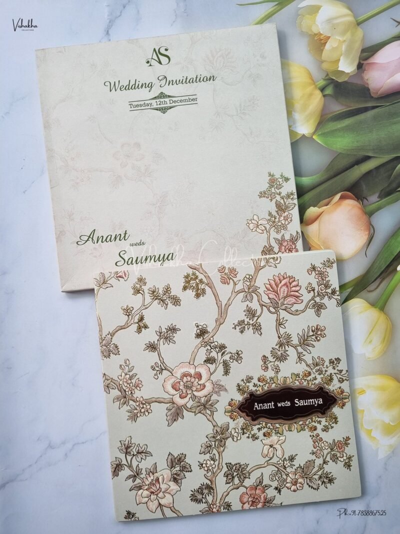 Semi Box Flower Themed Hindu Wedding Muslim Wedding Christian Wedding Sikh Wedding invitation Cards - EJ3116