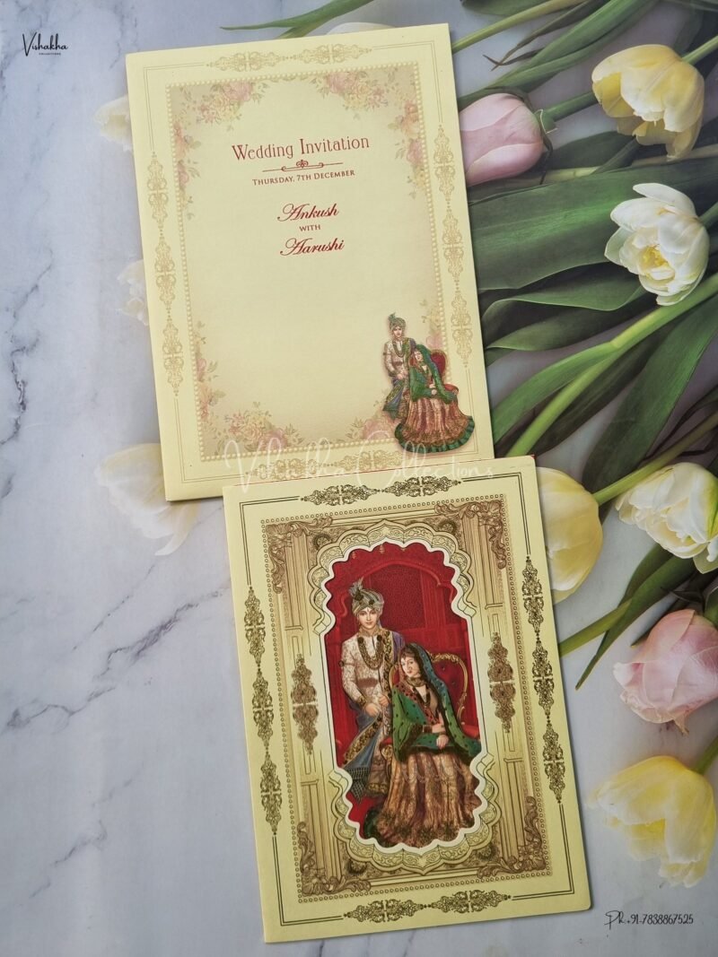 Unique Concept Dulah Dulhan Themed Hindu Wedding Sikh Wedding invitation Cards - EJ3122