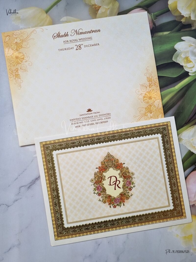 Flower Themed Hindu Wedding Muslim Wedding Christian Wedding Sikh Wedding invitation Cards - EJ3124
