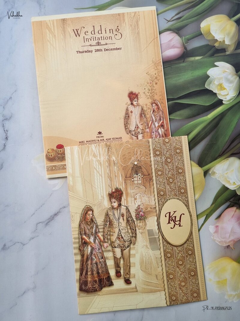 Dulah Dulhan Themed Hindu Wedding Sikh Wedding invitation Cards - EJ3142