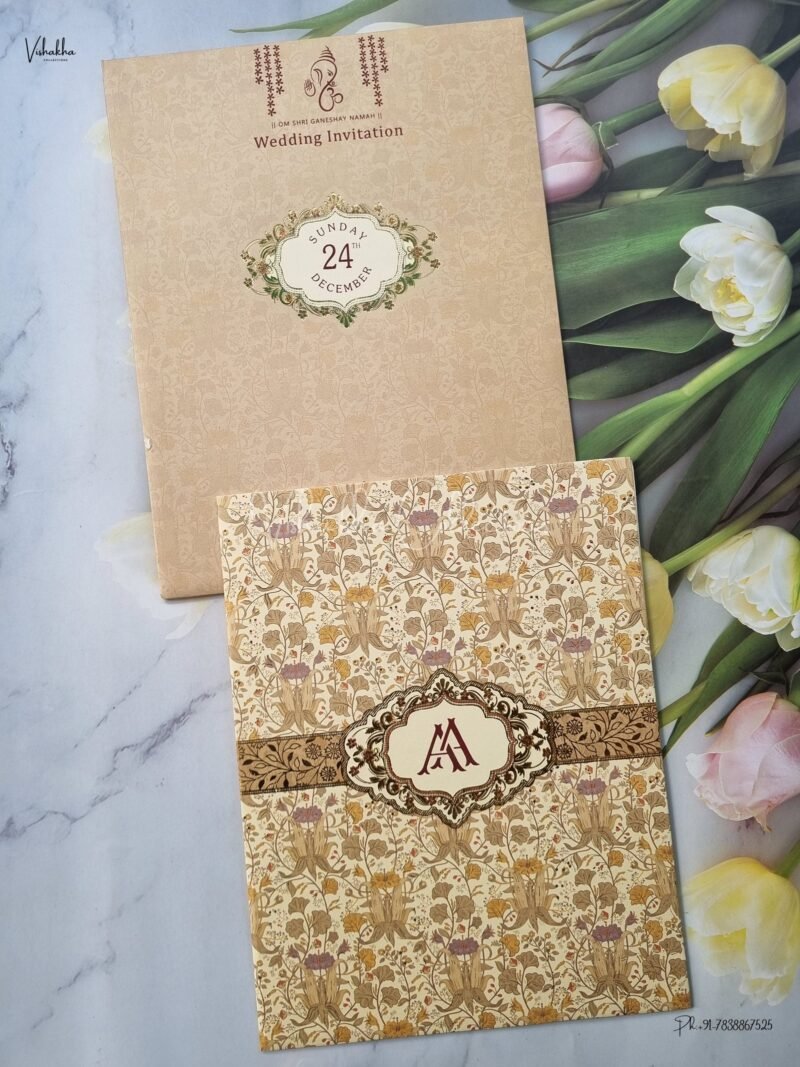 Flower Themed Hindu Wedding Muslim Wedding Christian Wedding Sikh Wedding invitation Cards - EJ3143