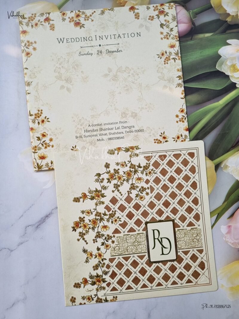 Flower Themed Hindu Wedding Muslim Wedding Christian Wedding Sikh Wedding invitation Cards - EJ3256