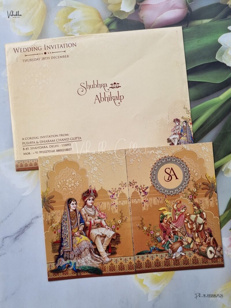 Barat Themed Dulah Dulhan Themed Flower Themed Hindu Wedding Sikh Wedding invitation Cards - EJ3287