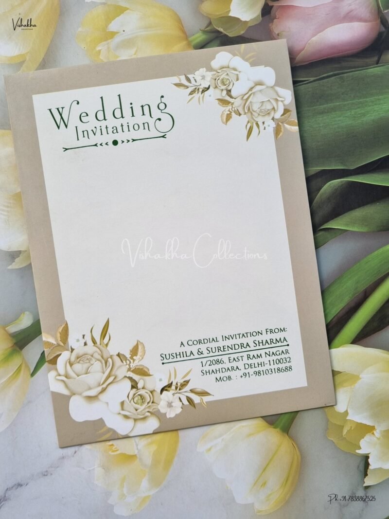 Single Insert Flower Themed Hindu Wedding Muslim Wedding Christian Wedding Sikh Wedding invitation Cards - EJ903