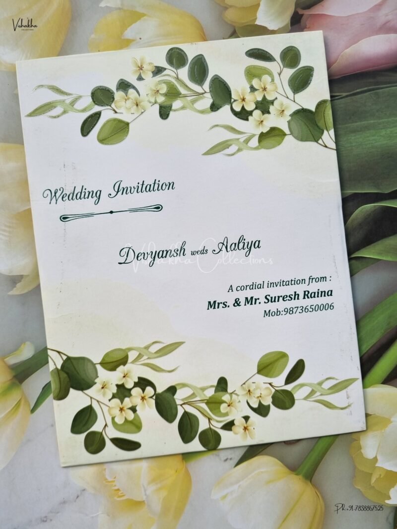 Single Insert Flower Themed Hindu Wedding Muslim Wedding Christian Wedding Sikh Wedding invitation Cards - EJ904
