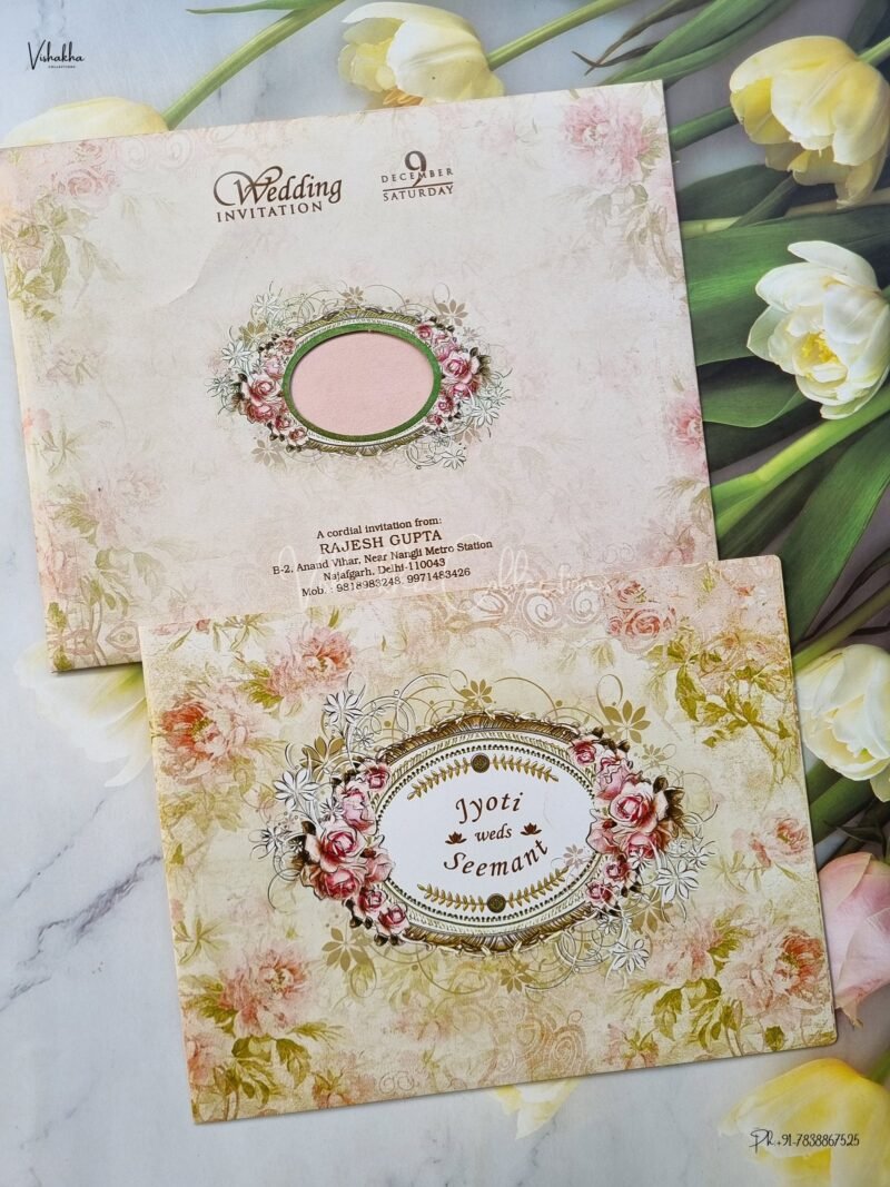 Flower Themed Hindu Wedding Muslim Wedding Christian Wedding Sikh Wedding invitation Cards - EJ964
