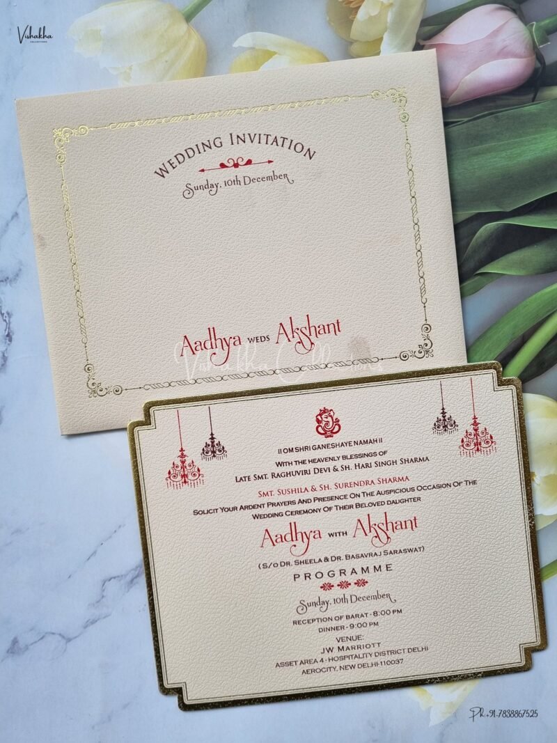 Single Insert Hindu Wedding Muslim Wedding Christian Wedding Sikh Wedding Cardboard Laser Cut invitation Cards - EJ-3714
