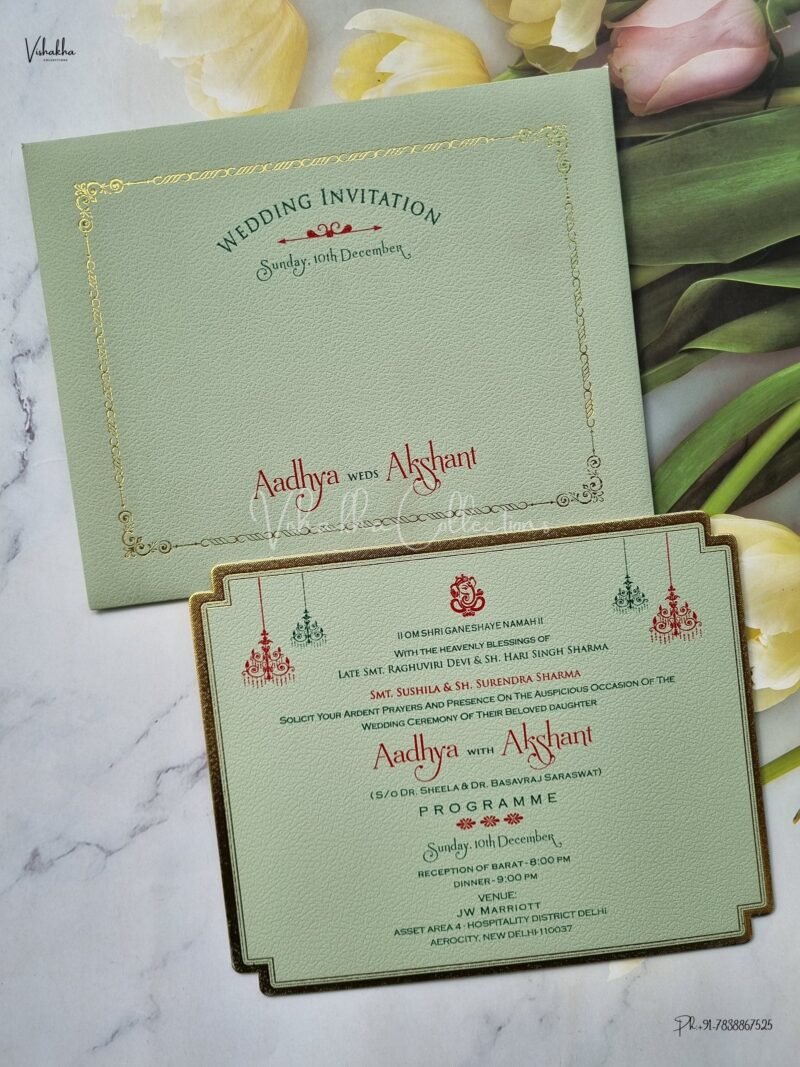 Single Insert Hindu Wedding Muslim Wedding Christian Wedding Sikh Wedding Cardboard Laser Cut invitation Cards - EJ-3715