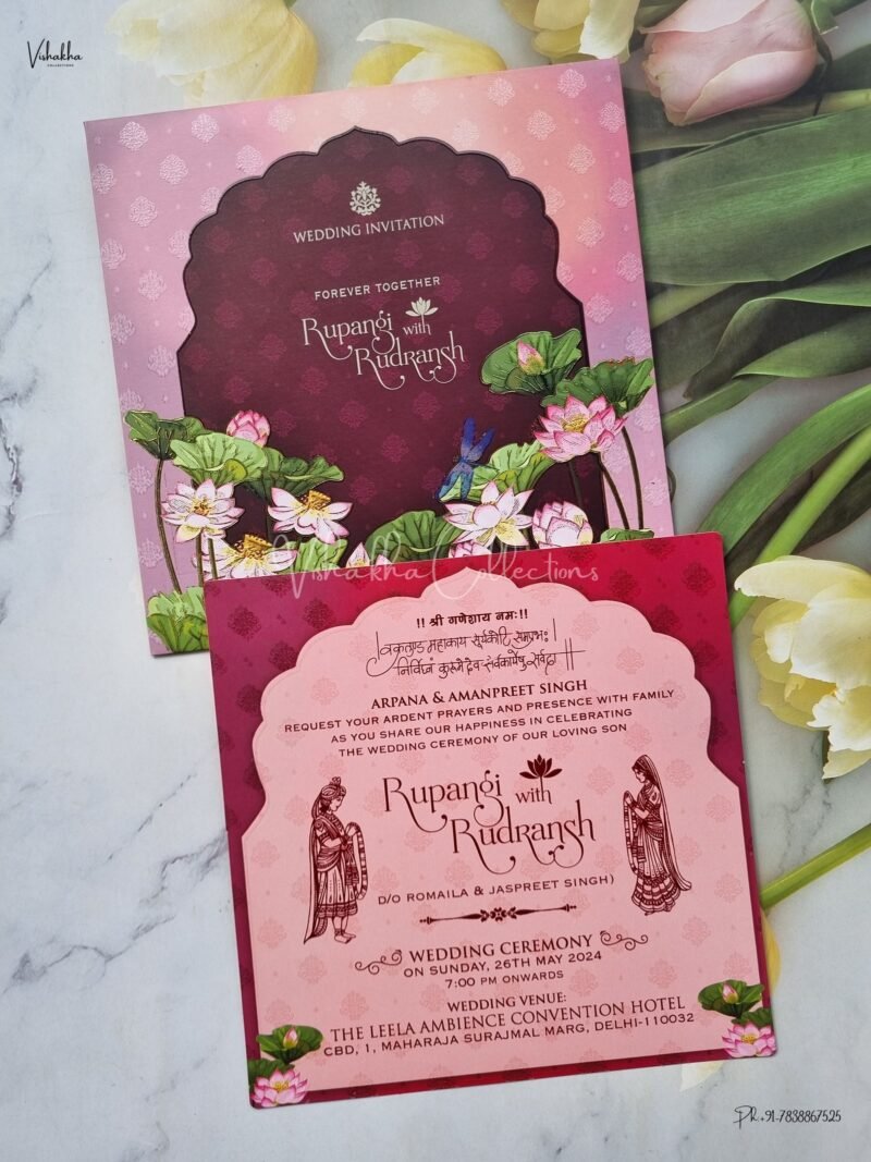 Single Insert Flower Themed Hindu Wedding Muslim Wedding Christian Wedding Sikh Wedding Anniversary Cards invitation Cards - EJ-3948