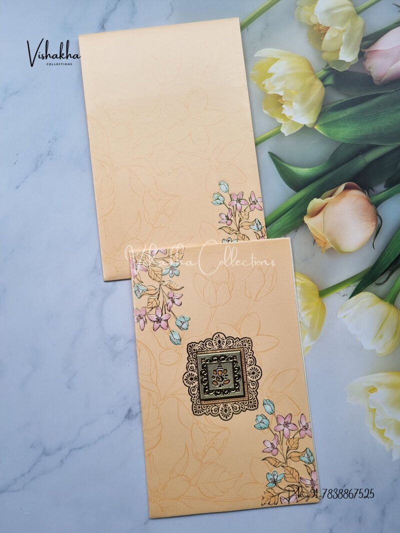 Beige Floral with Gold foil Invitation card