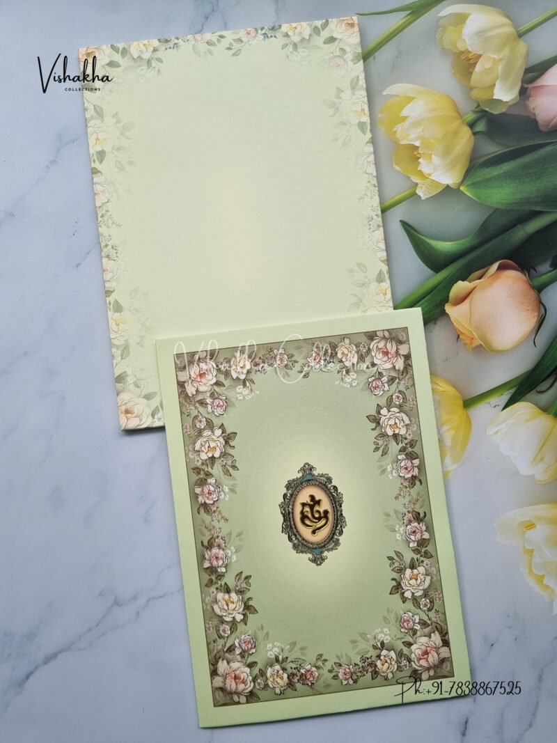 Decent Pistachio Green Floral Wedding Invitation Card