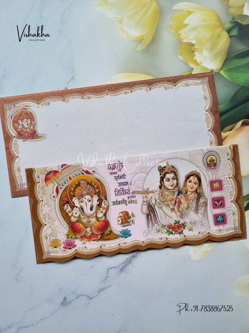 Ganesh with Radha Krishan Wedding Invitation card