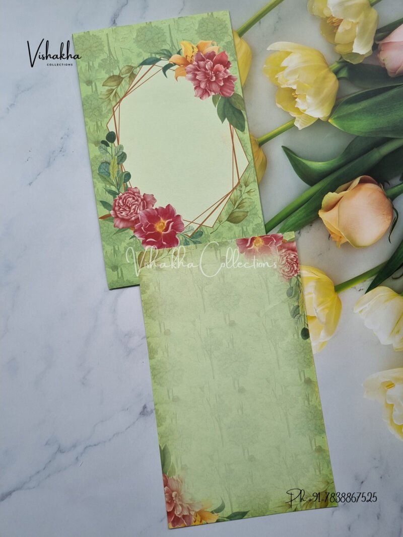 Light Green Floral Pattern Single Sheet Invitation card