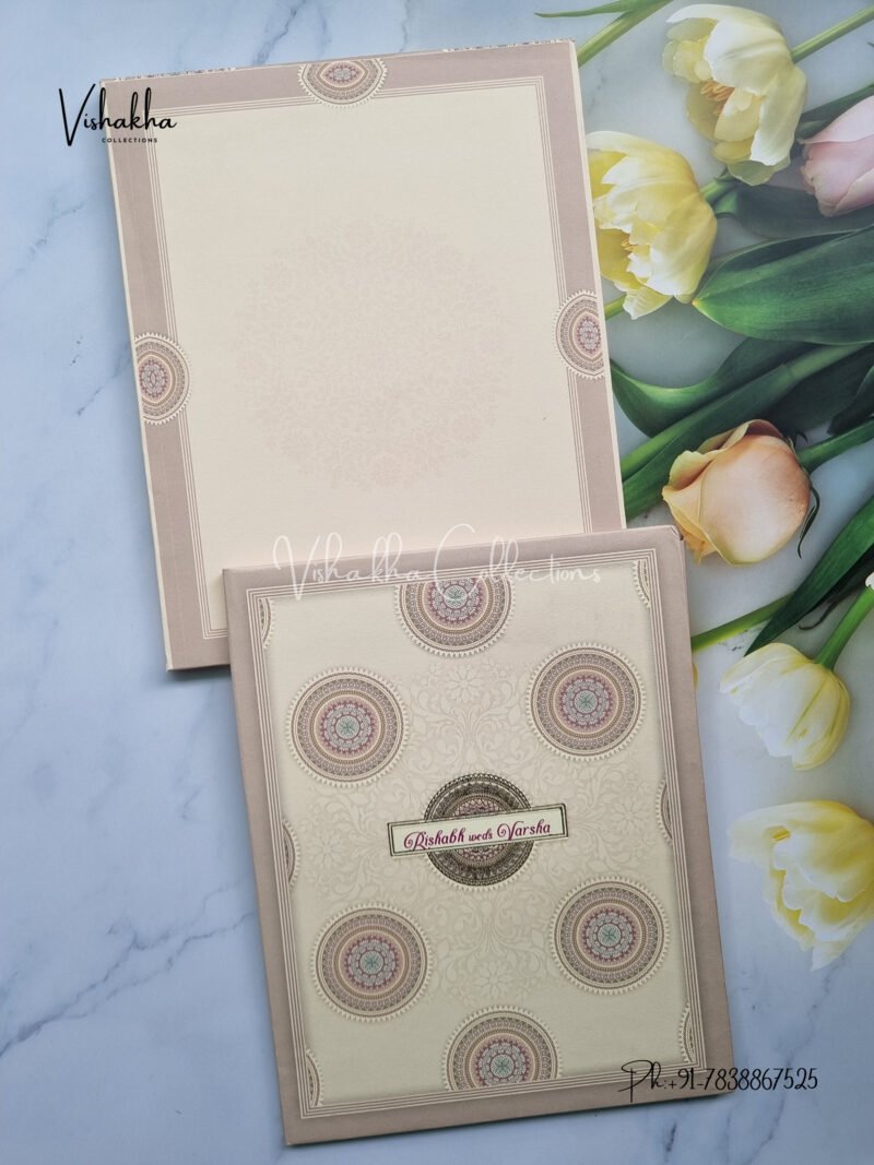 Light brown Circular mandala pattern gatta shaadi card