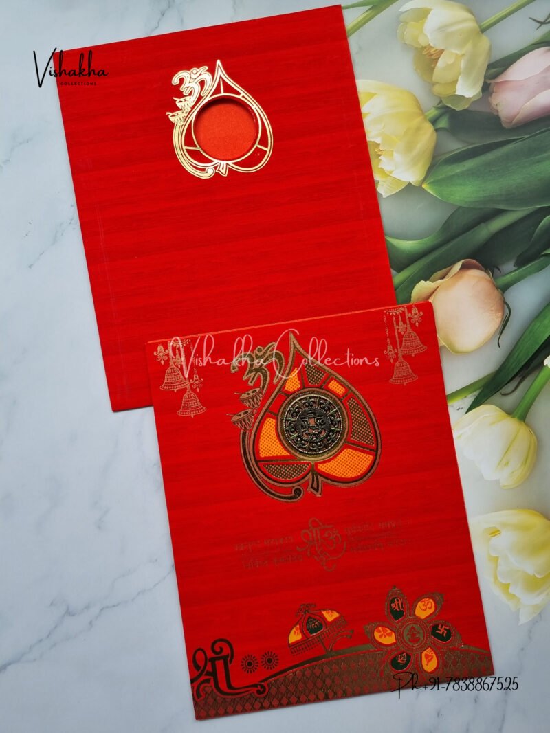 Paan Patta with Ganesh Red Gold Hindu Shaadi Card