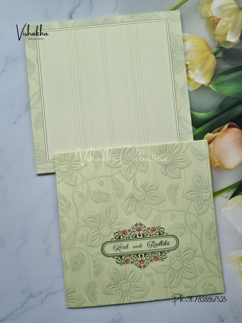 Pastel green floral Wedding Invitation Card