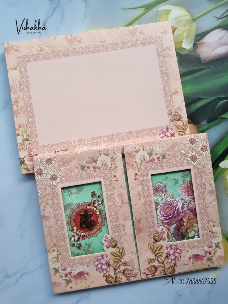 Pink Floral Double Door Box Style invitation card