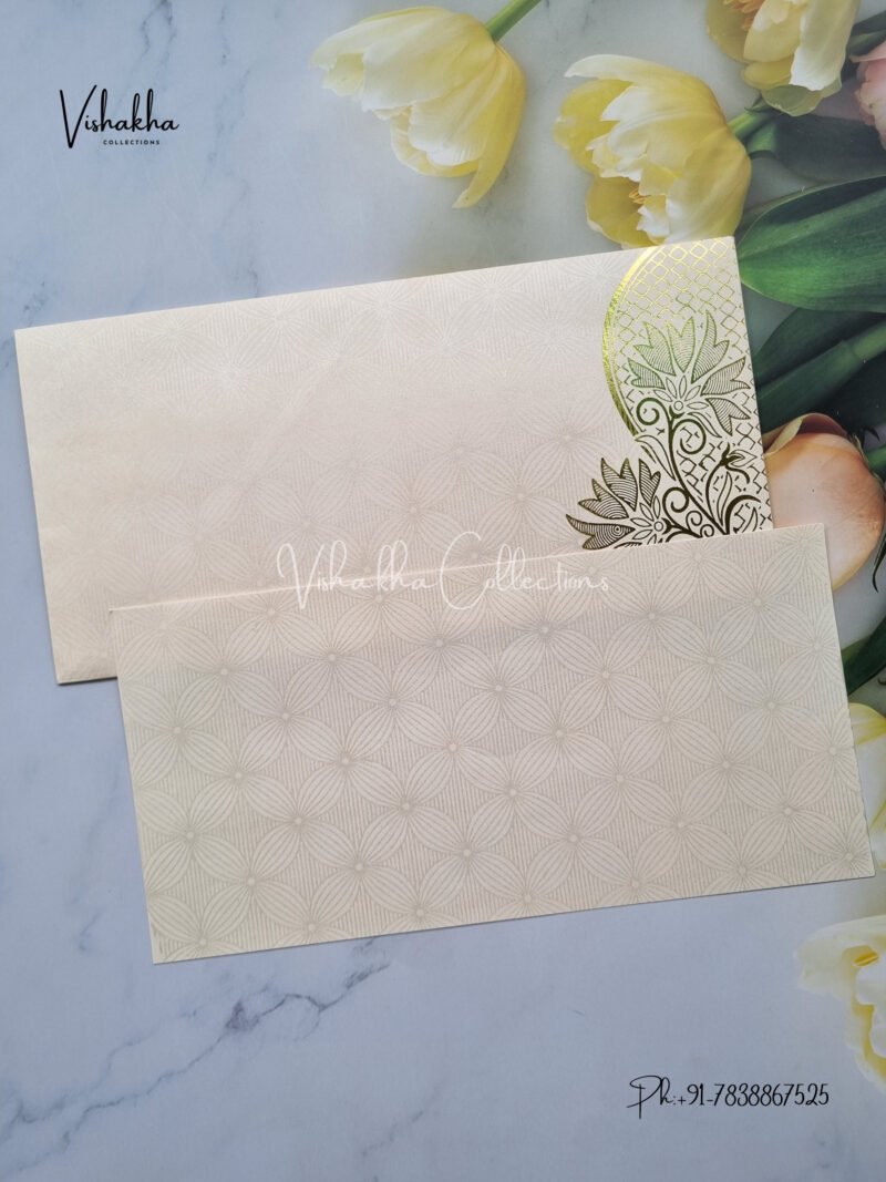 White and Gold Single Sheet Marriage Invitation card