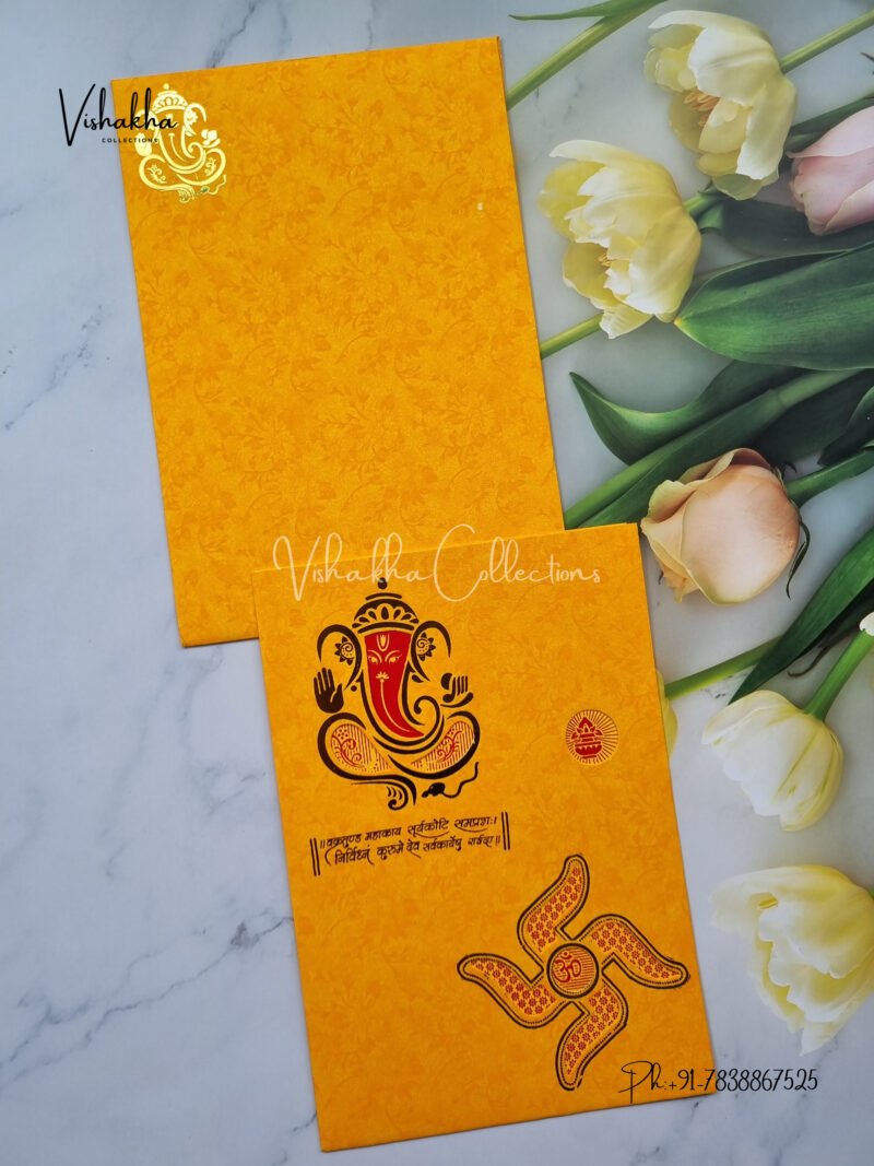 Yellow and gold Traditional Wedding Invitation Card