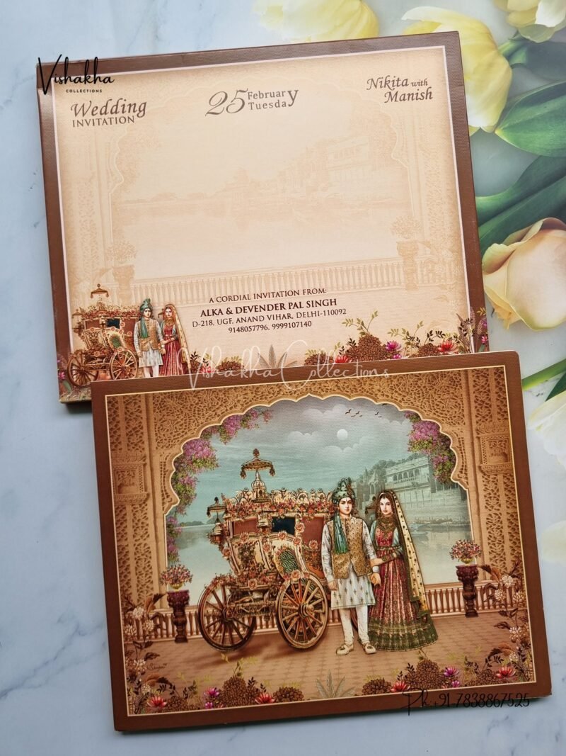 Doli Semi Box Dulah Dulhan Hindu invitation Cards EJ-4115