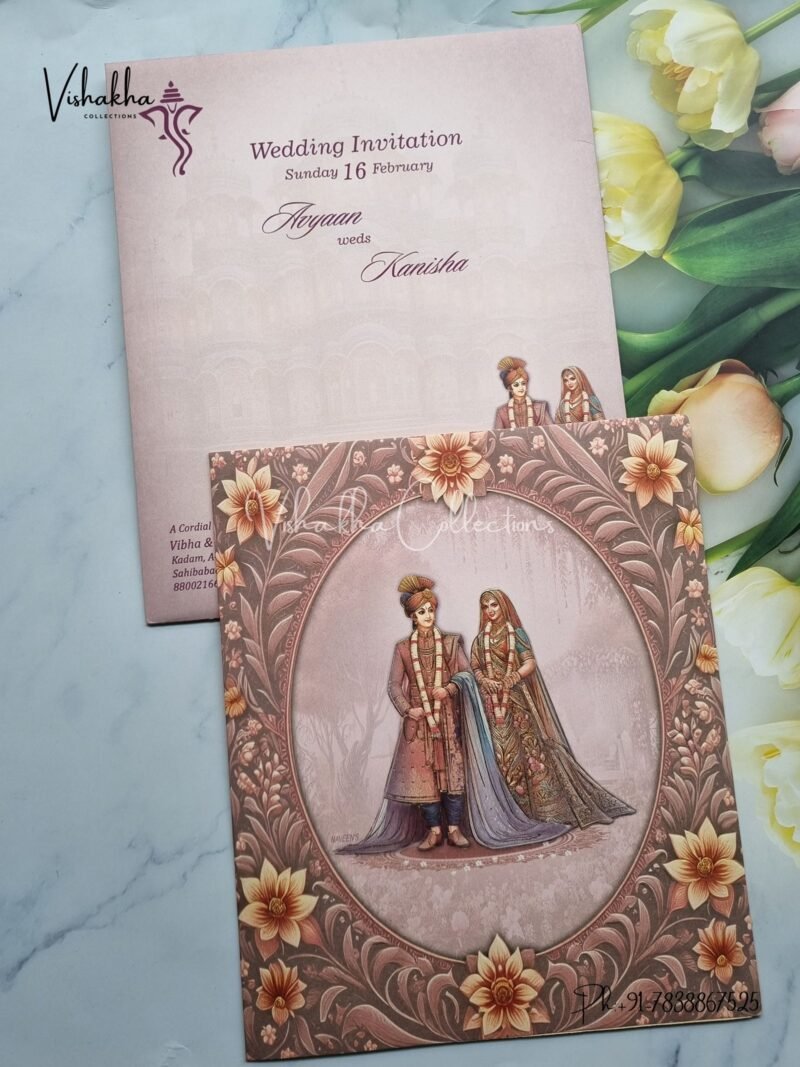 Dulah Dulhan Hindu Unique Color invitation Cards EJ-4134