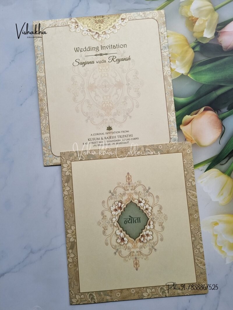 Flower Hindu Muslim Christian Sikh invitation Cards EJ-4052