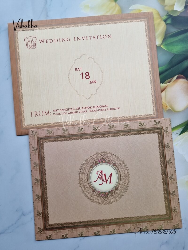 Flower Hindu Muslim Christian Sikh invitation Cards EJ-4059