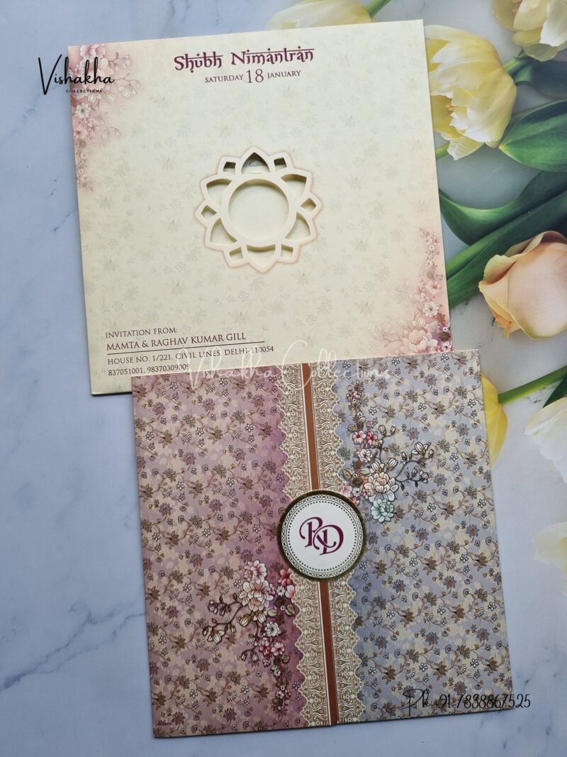 Flower Hindu Muslim Christian Sikh invitation Cards EJ-4109