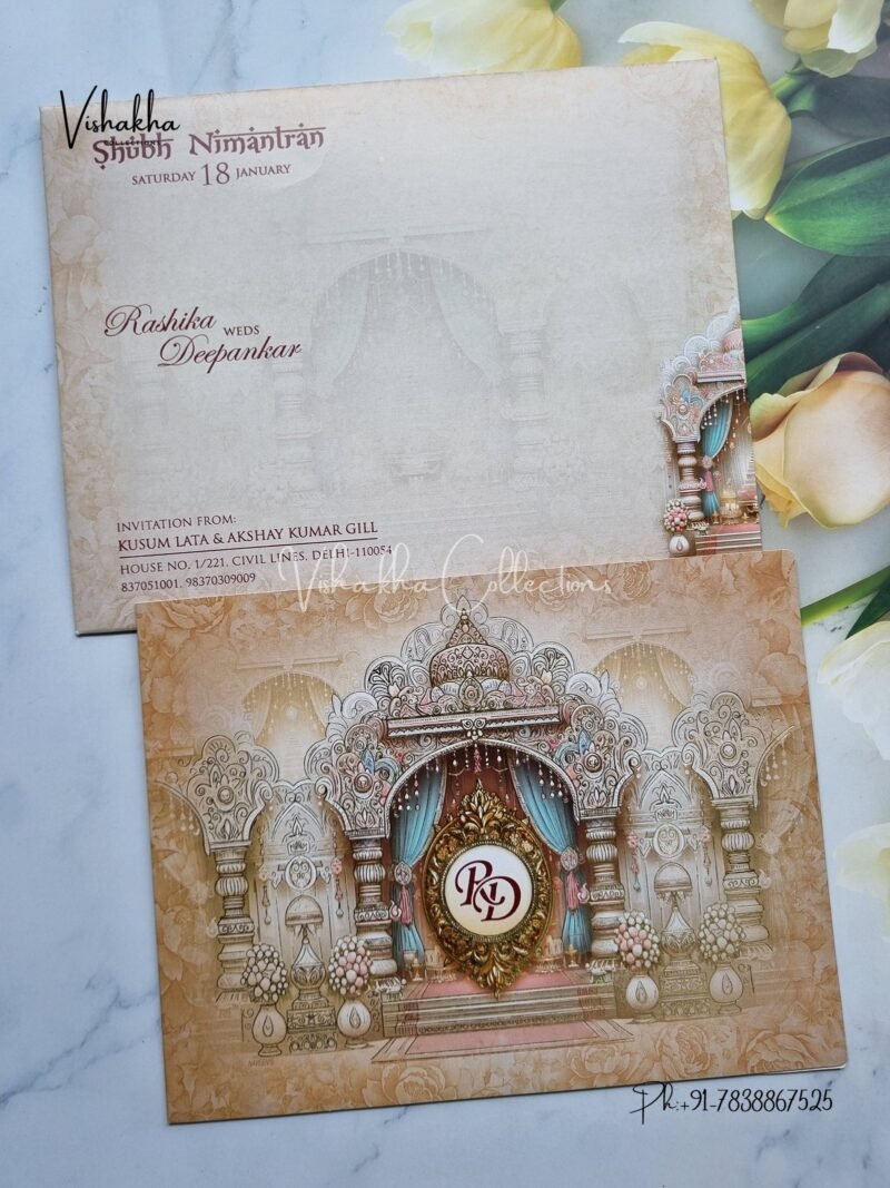 Flower Hindu Muslim Christian Sikh invitation Cards EJ-4119