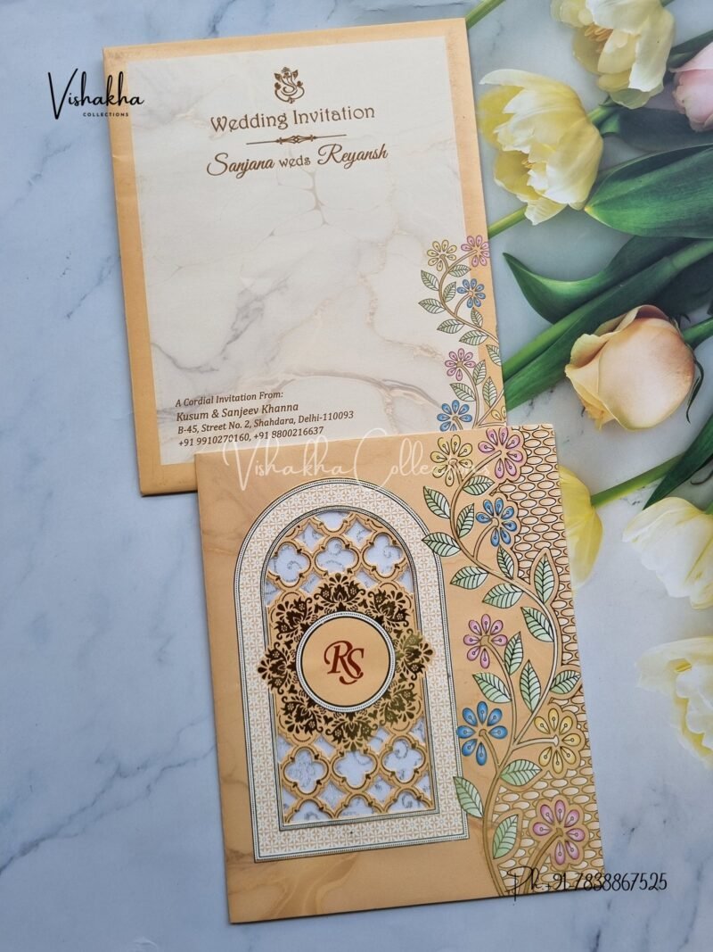 Flower Hindu Muslim Christian Sikh invitation Cards EJ-4170