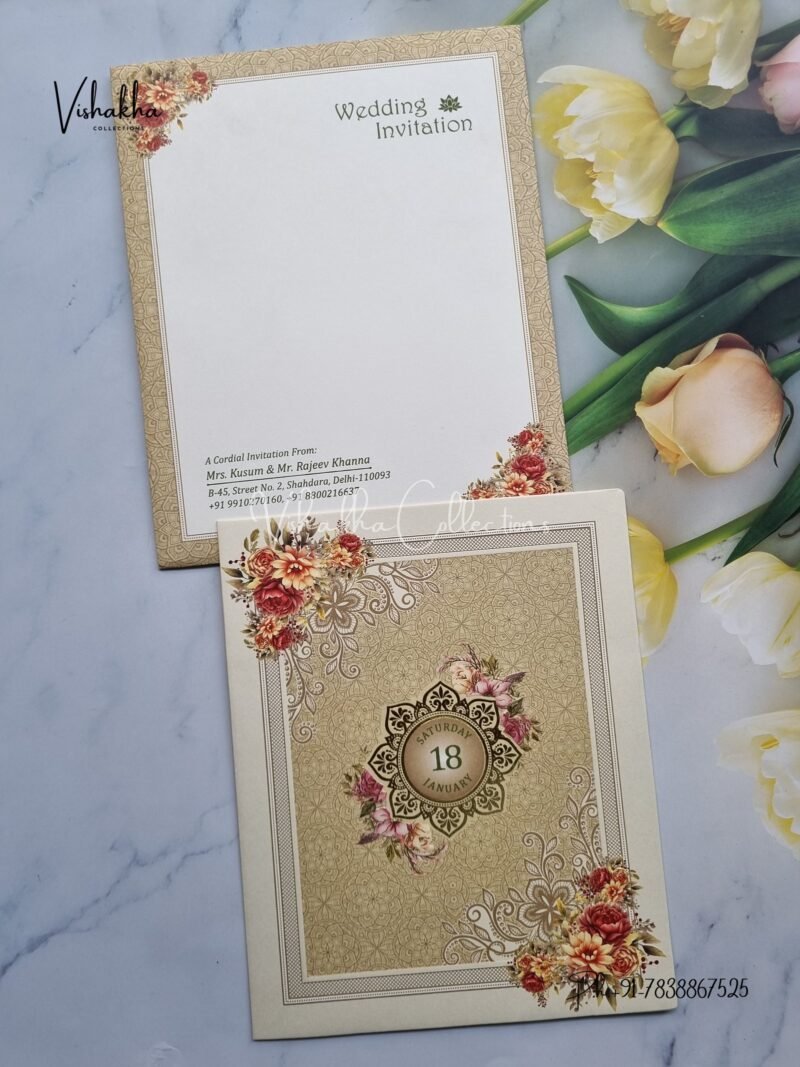 Flower Hindu Muslim Christian Sikh invitation Cards EJ-4177